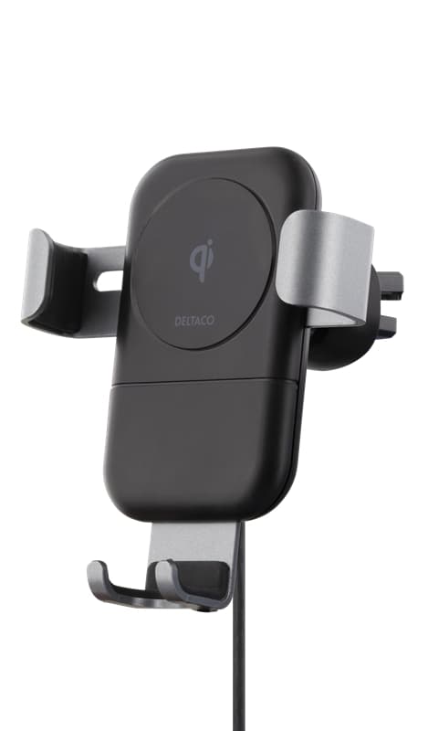 DELTACO Fast wireless car charger, 10W, Qi 1.2.4, black