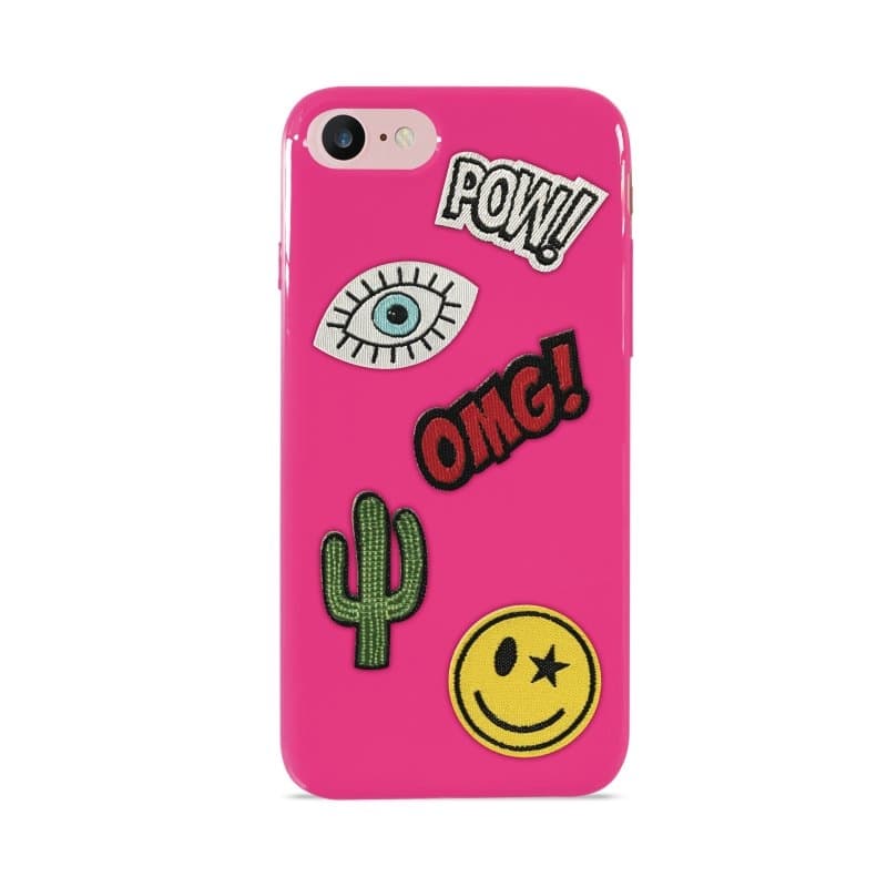 Puro Skal till iPhone SE/8/7, Patch Mania, 5st dekaler, Anpassningsbart, Rosa