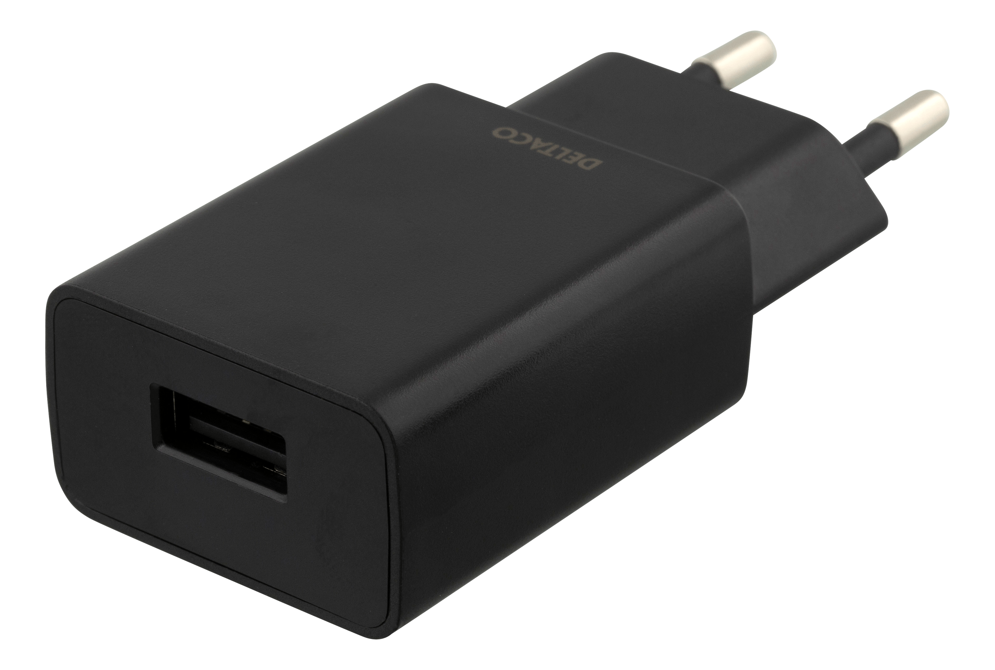 DELTACO Wall Charger 100-240V to 5V USB, 1A, 5W, 1xUSB-A Port, black