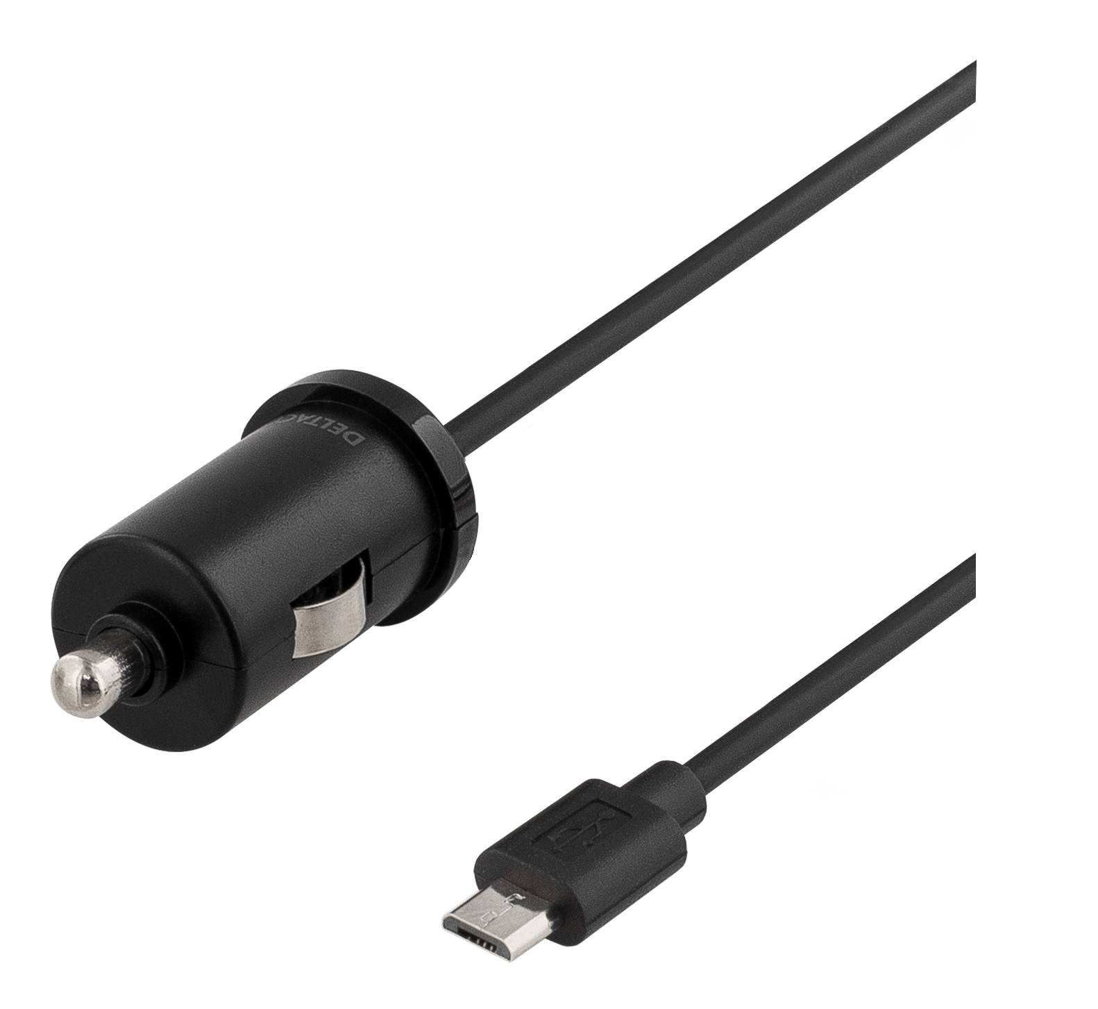 DELTACO Car Charger with Micro USB, 1A, 12V DC, 1m cable, black