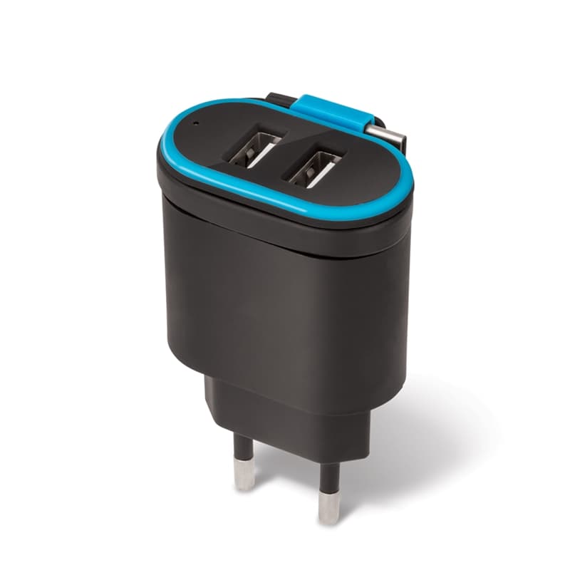 Forever Väggladdare TC-02 2xUSB 2.4A + USB typ-C kabel - Svart