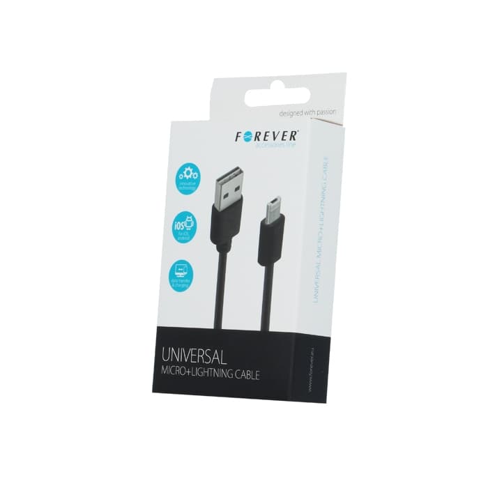 Forever lightning USB-kabel Vit, 3 meter