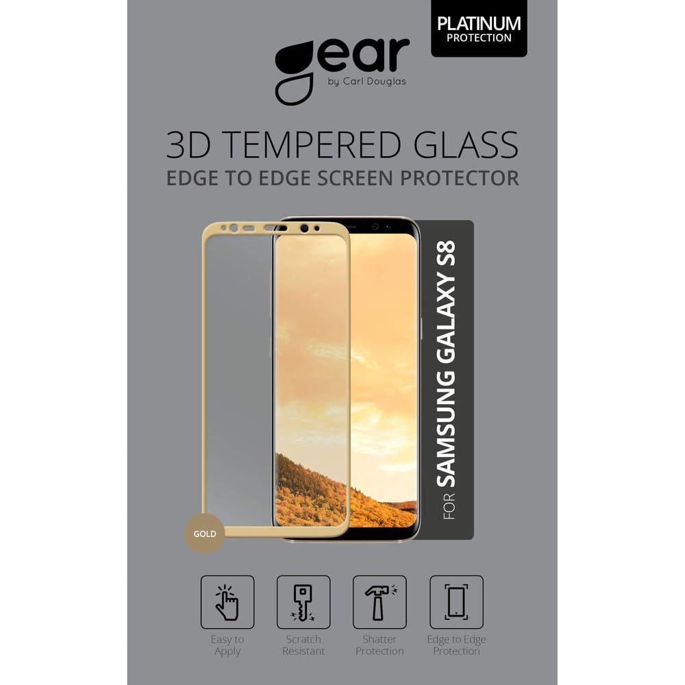 Bild av GEAR Härdat Glas 3D Full Cover Guld Samsung S8
