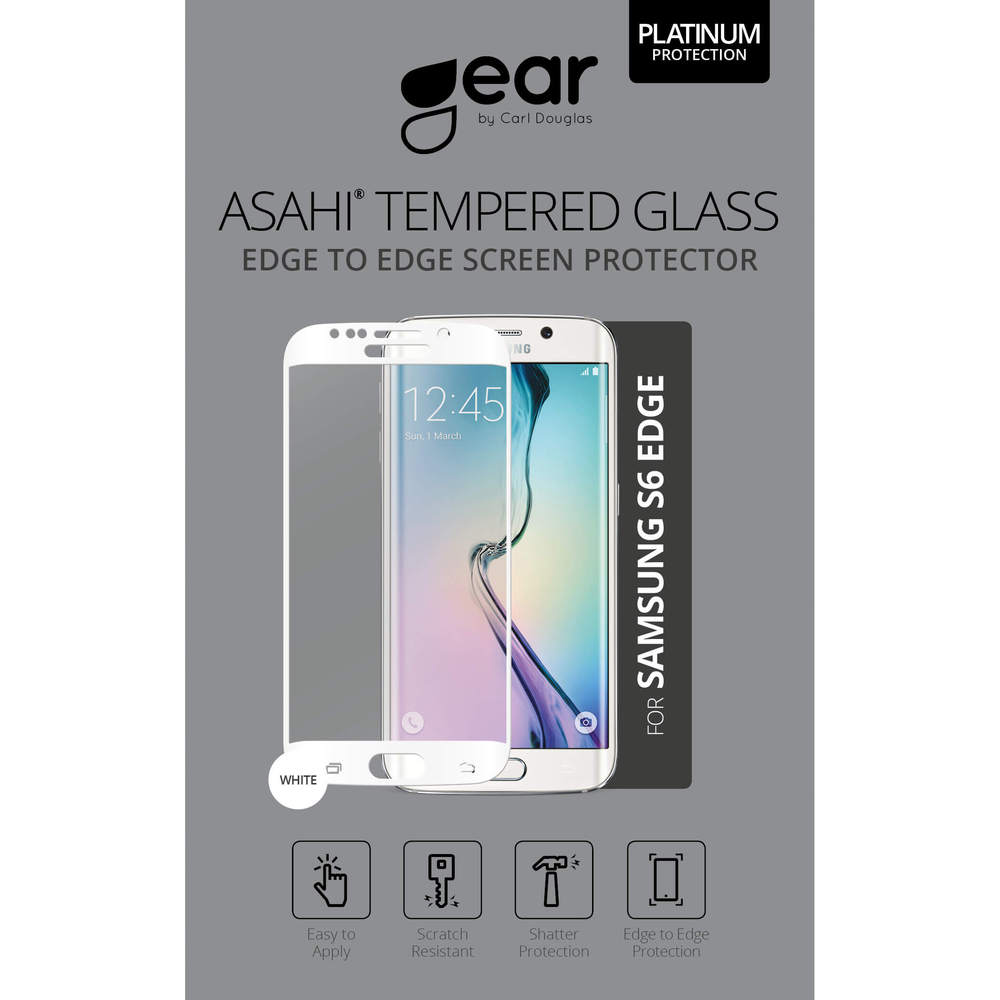 Bild av GEAR Härdat Glas 3D Full Cover Vit Samsung S6 Edge