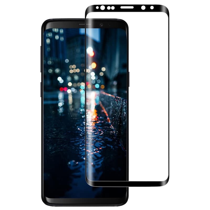 Heltäckande Härdat glas till Samsung Galaxy S9, Svart ram