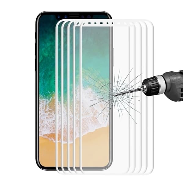 Heltäckande 3D displayskydd i härdat glas till iPhone X/XS/11 Pro, 5-Pack, Vit