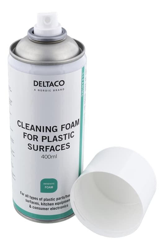 DELTACO Cleaning foam for plastic surfaces, 400ml, white
