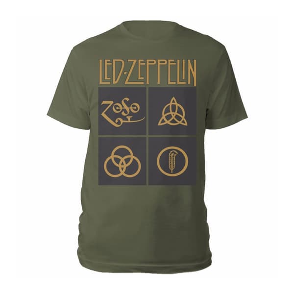 LED ZEPPELIN - T-SHIRT, GOLD SYMBOLS & BLACK SQUARES