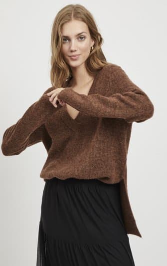 Vila - Viesha V-neck LS Top Brun M