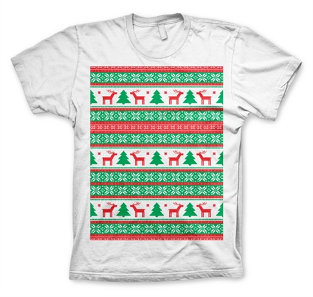 Christmas Knit Pattern Red/Green T-Shirt White X-Large