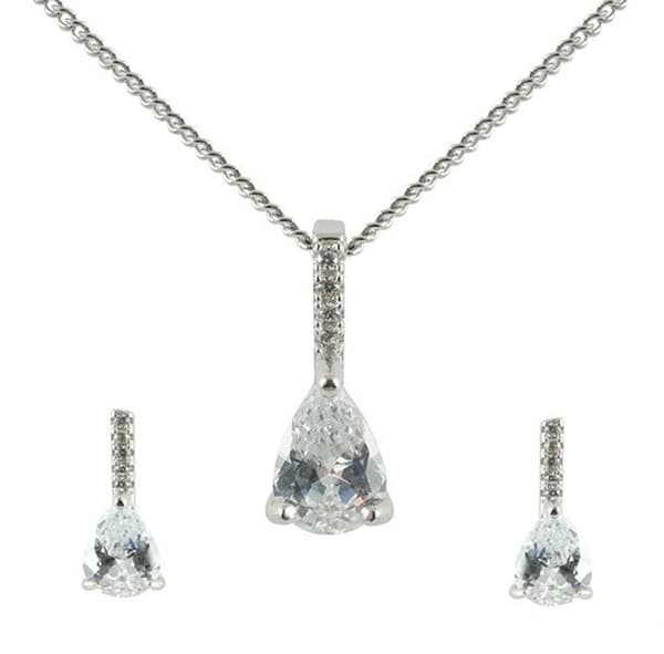 Halsband o Örhängen set i äkta silver prydda med Kubisk Zirkonia
