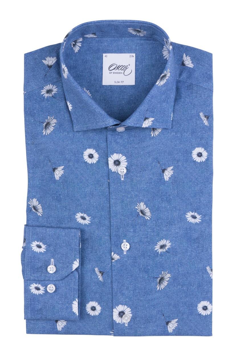 Oscar of Sweden Jeansskjorta Med Vita Blommor Skjorta