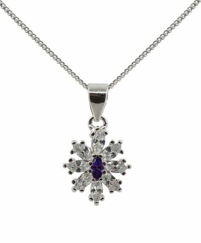 Halsband i äkta silver prydd med Kubisk Zirkonia och Ametist