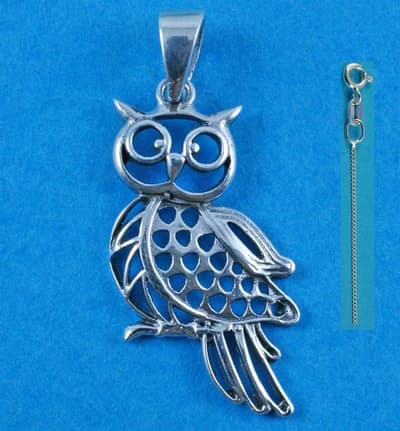 Äkta Sterling Silver halsband med Uggla hänge