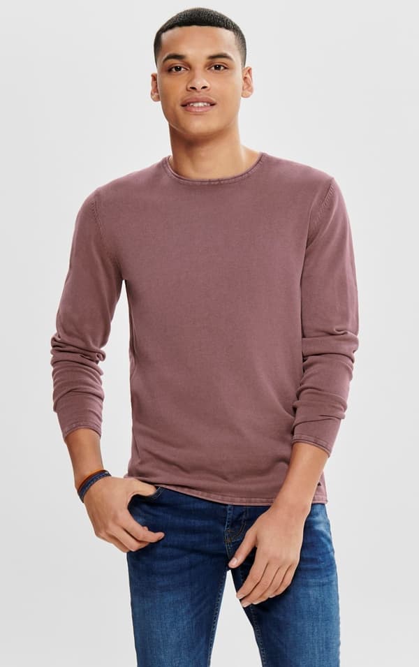 Only & Sons - onsGarson Wash Crew Neck Knit Rosa XL