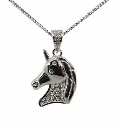 Häst Halsband i äkta silver prydd med Kubisk Zirkonia
