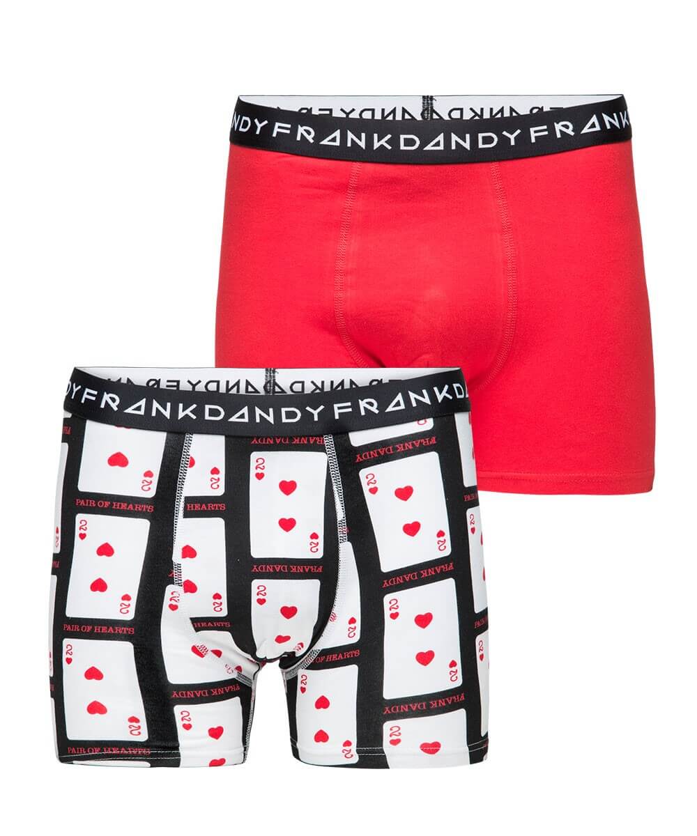 Frank Dandy 2-Pack Hearts & Solid Boxer - Black/Red
