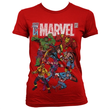 Marvel Team-Up Girly Tee Red Medium