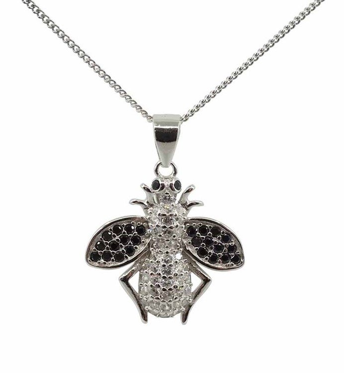 Bi Halsband i äkta silver prydd med Kubisk Zirkonia