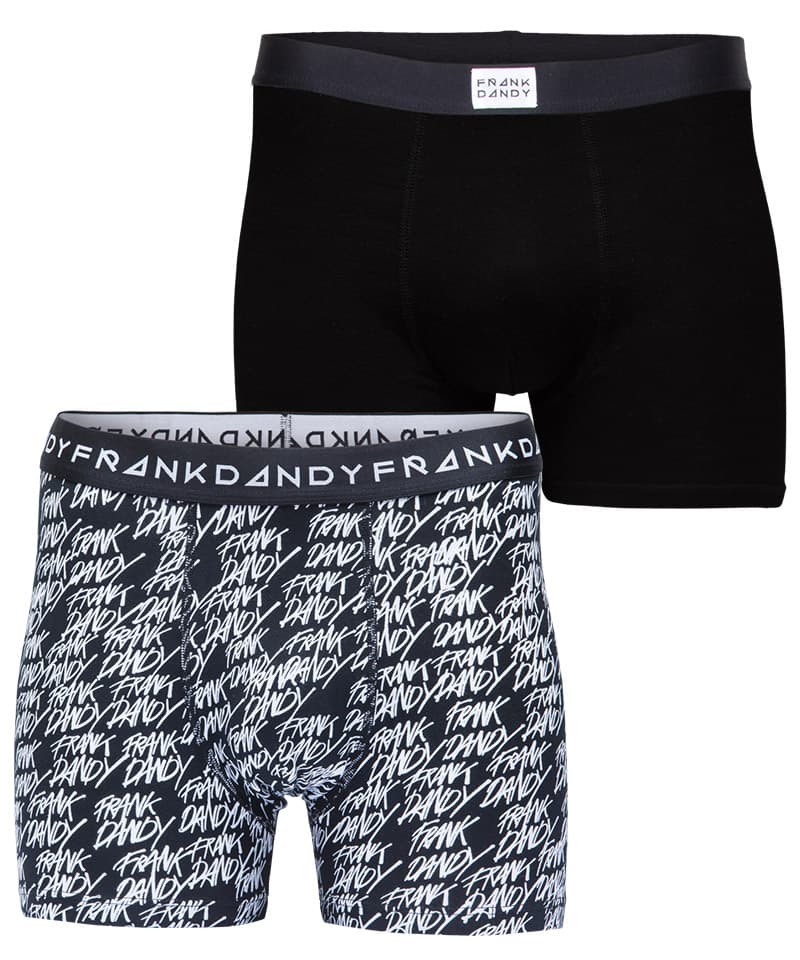Frank Dandy 2-Pack Scribble & Solid Boxer - Black/Black