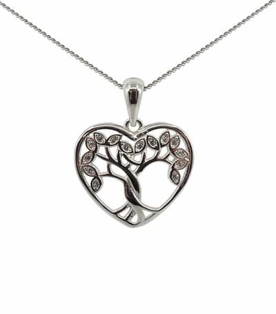 Livets träd Halsband i äkta silver prydd med Kubisk Zirkonia