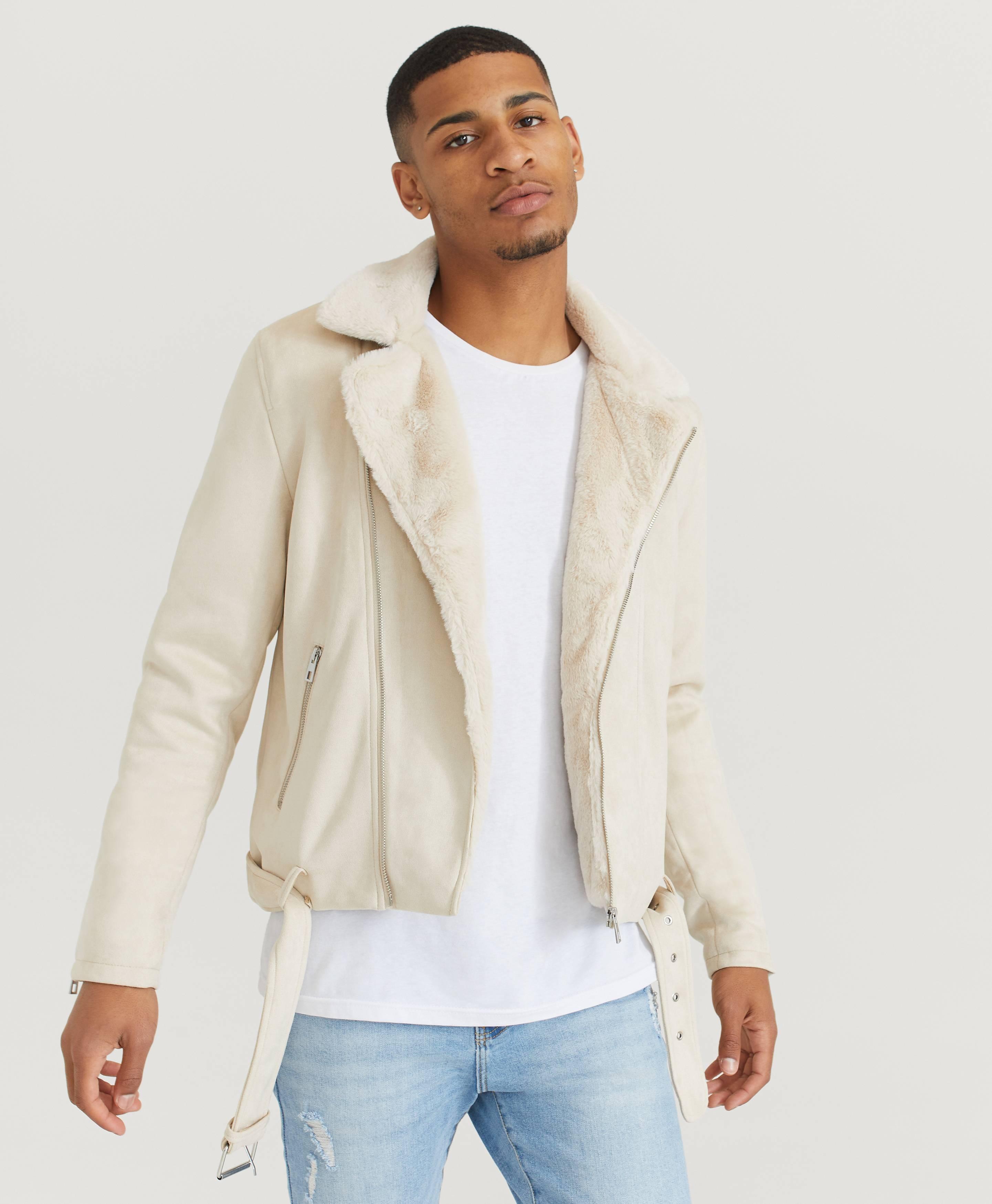 Jakke Fake Suede Biker Jacket Fur