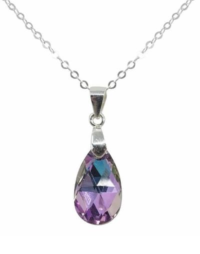 Halsband i äkta silver prydd med äkta Kristall AB Regnbåge
