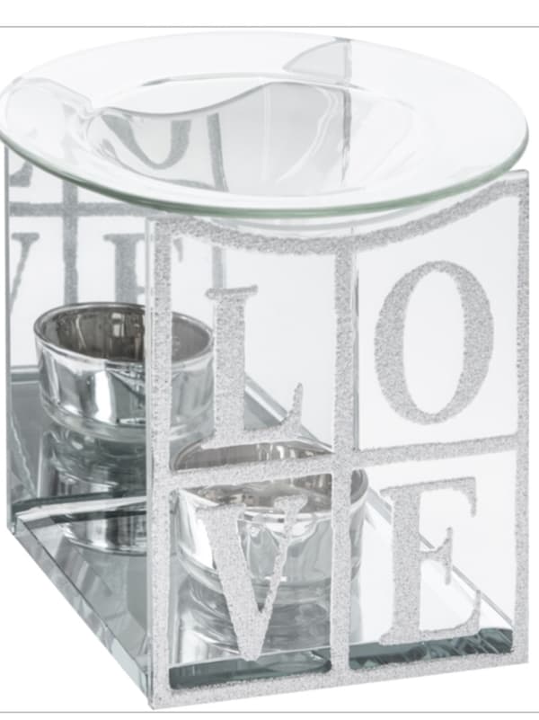 LOVE Glas glittrig oljebrännare - Alla hjärtans dag