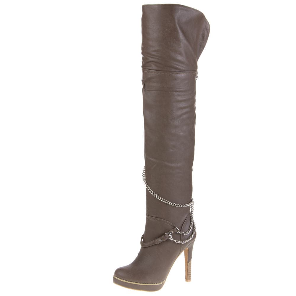 Taupe-khaki Coco Perla thigh high støvletter