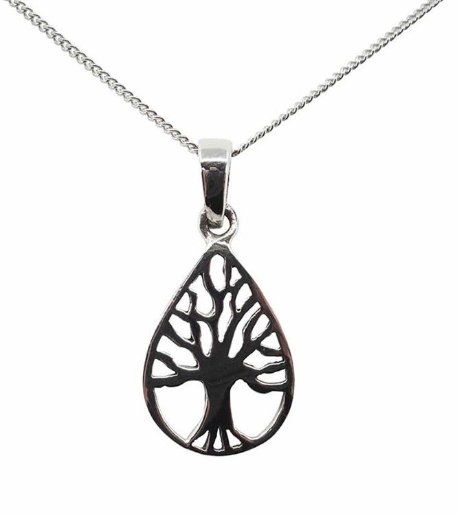 Oxiderad Livets träd Halsband i äkta silver