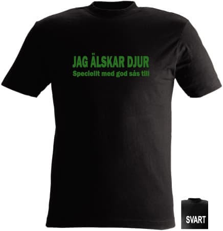 T-shirt Jag älskar djur, speciellt med god sås till