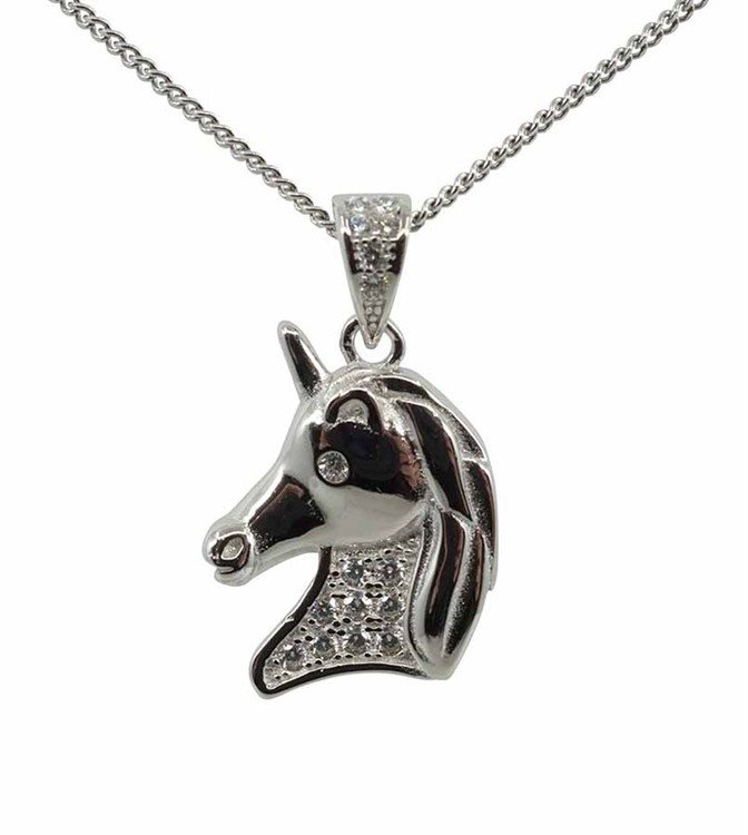 Häst Halsband i äkta silver prydd med Kubisk Zirkonia