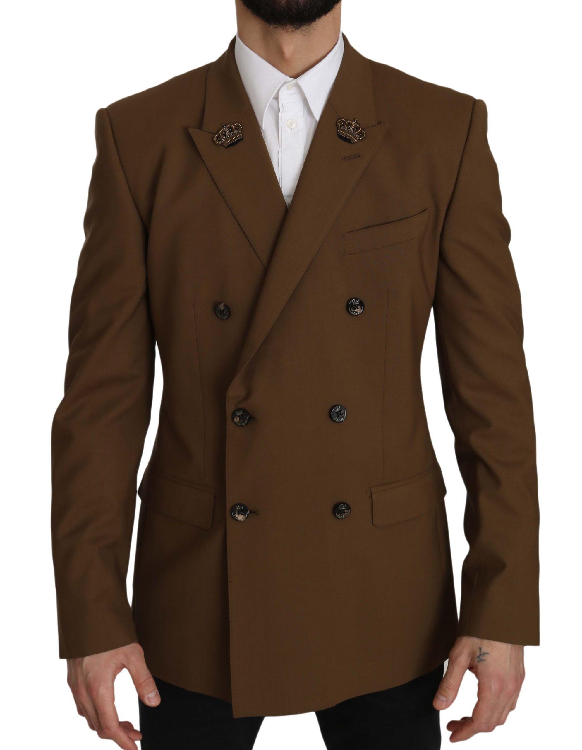 Brown Wool Royal Crown Jacket Blazer Italian Size MEN: IT48 | M