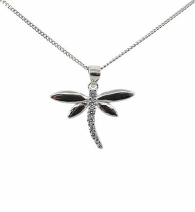 Trollslända Halsband i äkta silver prydd med Kubisk Zirkonia
