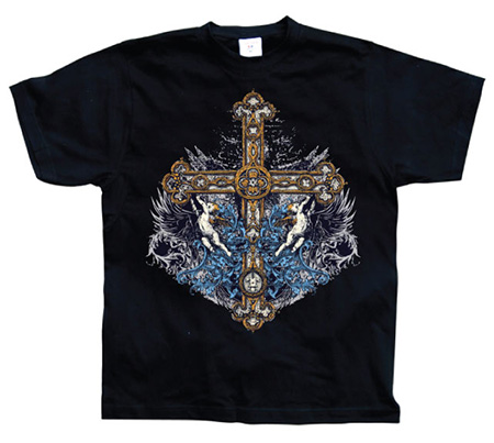 Cross With Cherubs Black Medium