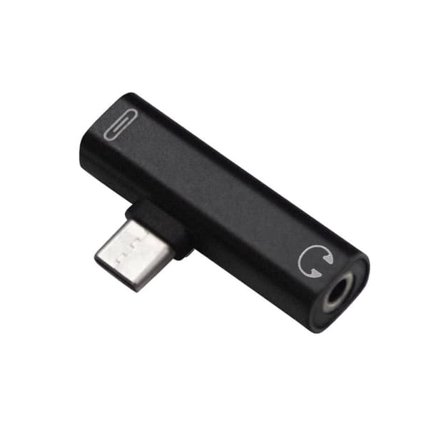 USB-C Splitter med 3.5mm uttak - Svart