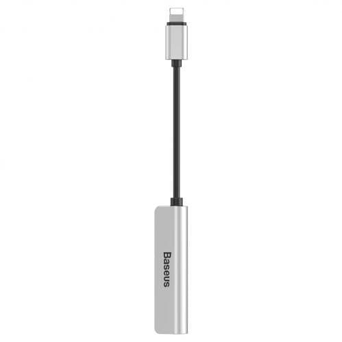 Baseus L52 Adapter Lightning till Dubbla Lightning och AUX 3.5 mm - Silver/Svart