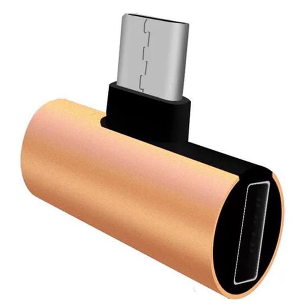 Smidig Type-C Audio Adapter AUX 3.5 + Type-C Port Guld Guld