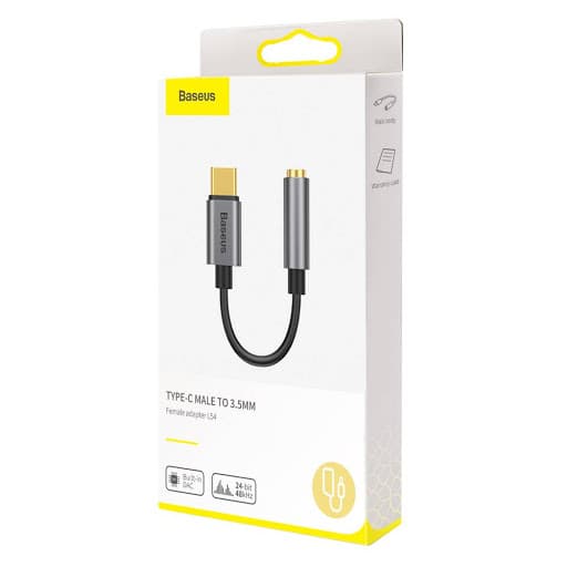 Baseus Typ-C Hane till 3.5mm Hona Adapter L54 Grå