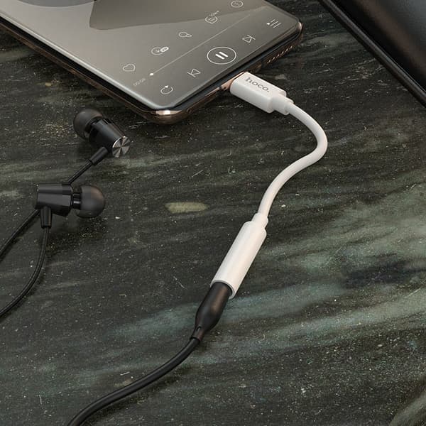 HOCO LS30 Typ-C till 3.5mm AUX Adapter 10cm Vit