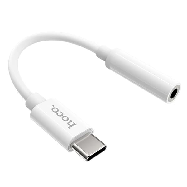 HOCO LS30 Typ-C till 3.5mm AUX Adapter 10cm Vit