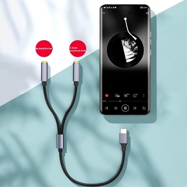 25 cm USB-C til 3,5 mm Audio Splitter Kabel Hovedtelefonadapter