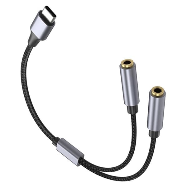 25 cm USB-C til 3,5 mm Audio Splitter Kabel Hovedtelefonadapter