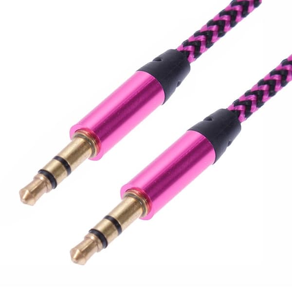 1m Kudottu 3.5mm Aux -kaapeli - Vaaleanpunainen