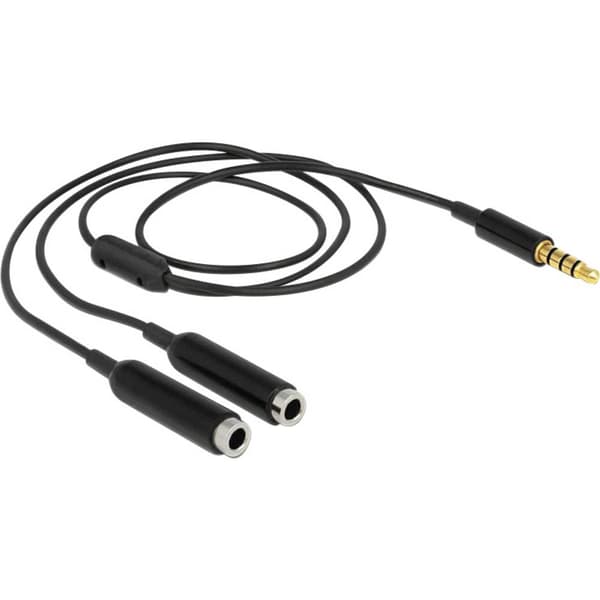 Delock 65575 Teleplugg Audio Y-kabel [1x Teleplugg 3.5 mm - 2x Telejack 3.5 mm] 25.00 cm Svart