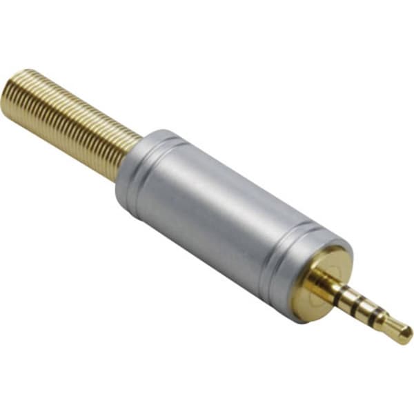 BKL Electronic 1103086 Hörlursuttag 2.5 mm Kontakt hane rak Antal poler: 4 Stereo Guld 1 st