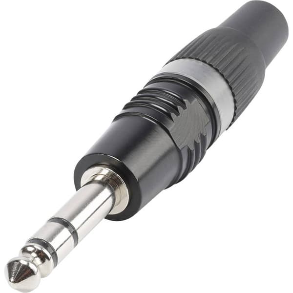 Hicon HI-J63SP-B Hörlursuttag 6.35 mm Kontakt hane rak Antal poler: 3 Stereo Svart, Silver 1 st