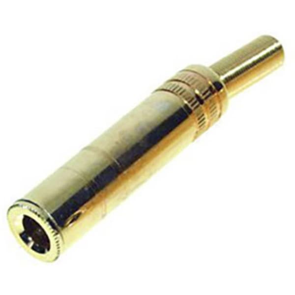 TRU COMPONENTS 1559777 Hörlursuttag 6.35 mm Koppling rak Antal poler: 3 Stereo Guld 1 st