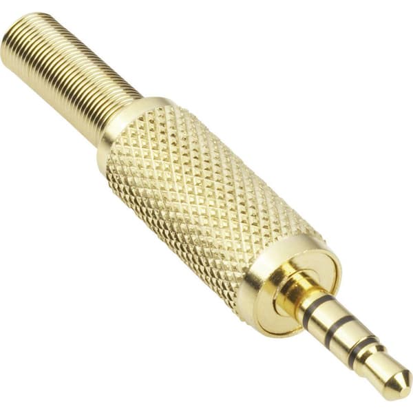 TRU COMPONENTS 1578821 Hörlursuttag 3.5mm Kontakt hane rak Antal poler: 4 Stereo Guld 1 st
