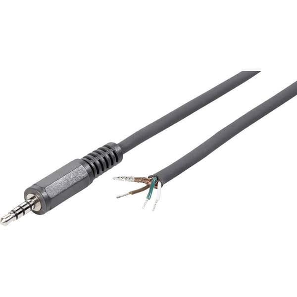 TRU COMPONENTS 1578956 Hörlursuttag 3.5mm Kontakt hane rak Antal poler: 4 Stereo Svart 1 st